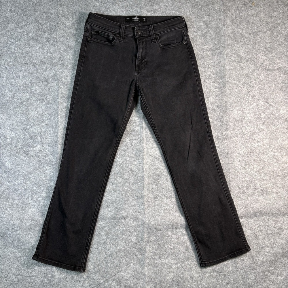 HOLLISTER Straight Jeans Size 29 x 30 Black Low Rise Advance Stretch Denim Y2K